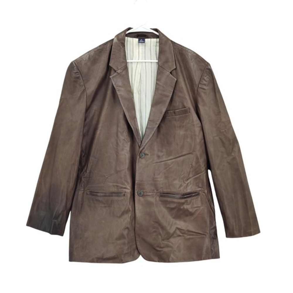 Daniel Cremieux Mens Dark Academia Lambskin Leather Blazer XL Brown Sport Coat